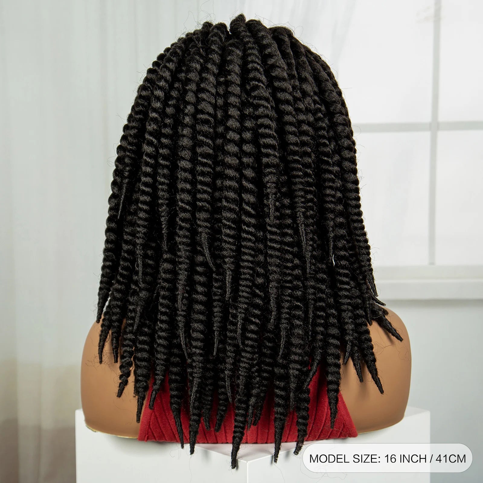 16" Knotless Box Twist Braids Wig | Full Lace | Baby Hair Luxegan