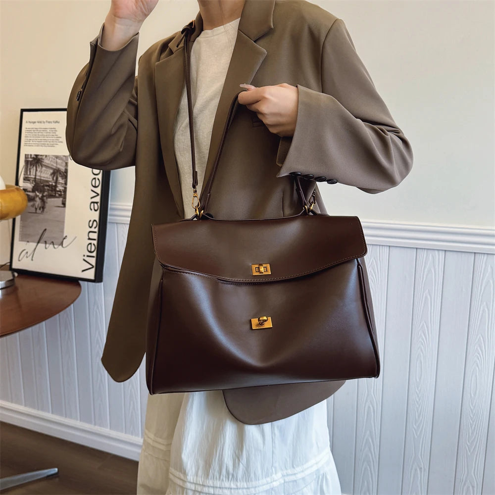 Latest Luxury Designer Soft PU Leather Variable Shoulder Bag | Large Capacity Solid Color Shopper Tote for Women Luxegan