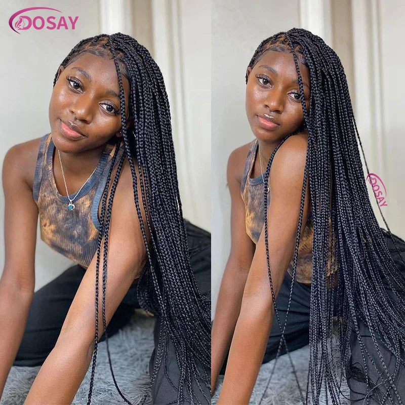 36 Inch Knotless Cornrow Box Braided Wig | HD Full Lace | Hand Tied