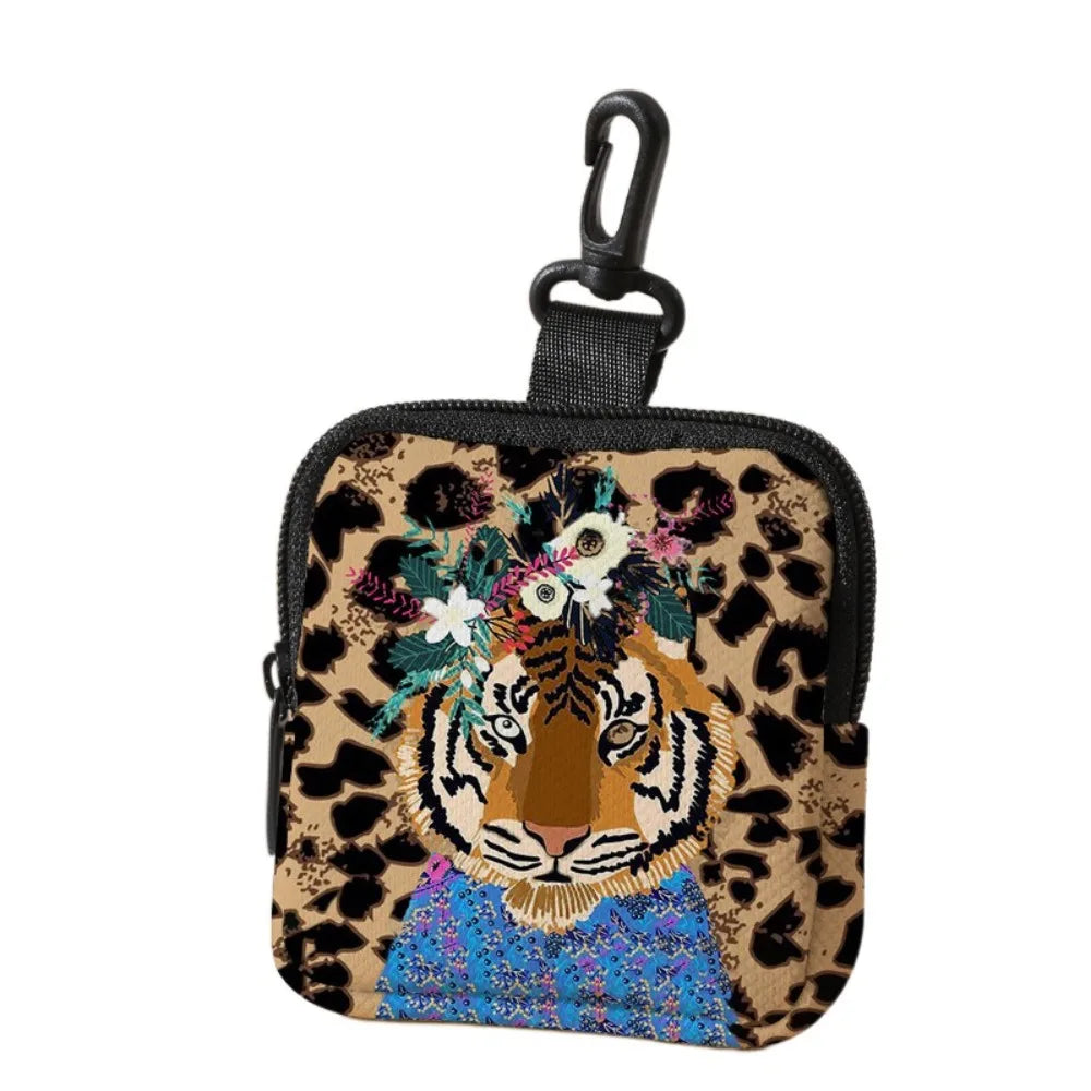 Tiger Leopard Print Coin Purse | Waterproof Mini Zipper Wallet Luxegan