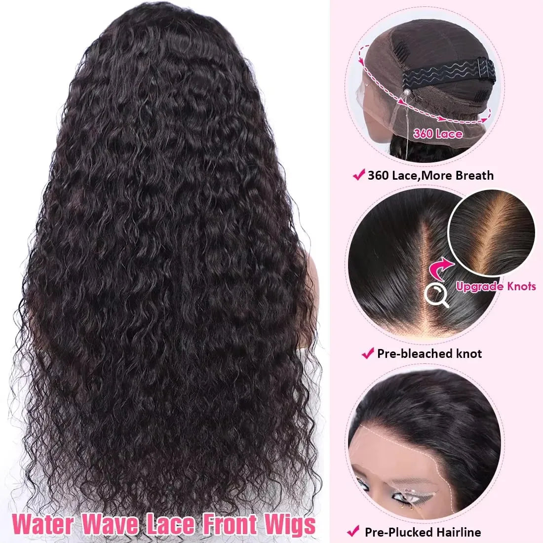 Invisi-Strap 360 HD Full Lace Glueless Wig | Sophisticated "Deep Curly" Water Wave Silhouette | Elegant High-Density Lace Frontal | "Dignified" Brazilian Human Hair Wig for Radiant Versatile Styling Luxegan