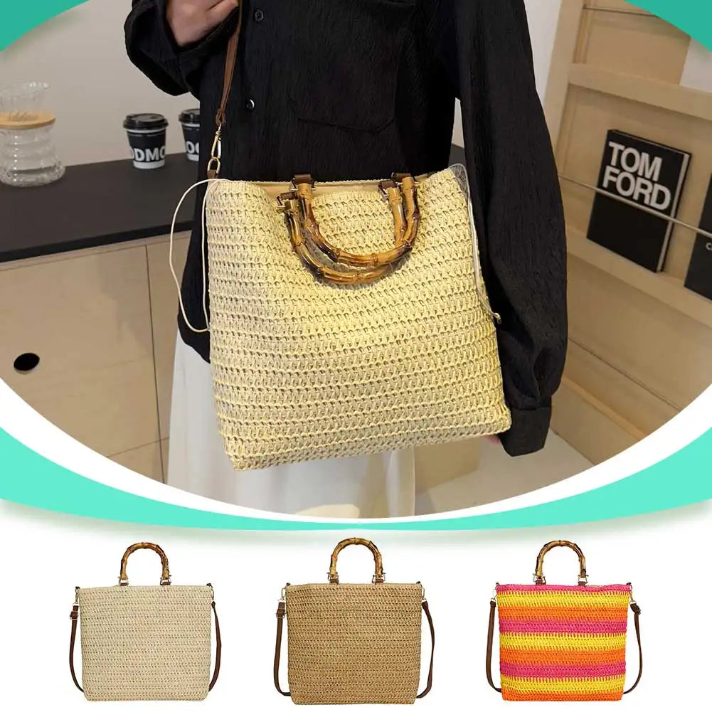 Handmade Straw Tote Bag | Large Capacity Woven Clutch Luxegan