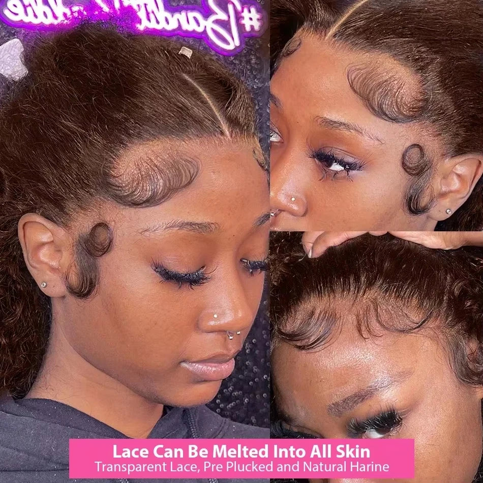 Chocolate Brown Deep Wave HD Lace Wig | Sophisticated 13x6 & 13x4 Transparent Frontal | Elegant "100% Brazilian Remy" Silhouette | "Dignified" Pre-Plucked Curly Human Hair for Radiant Versatile Styling Luxegan