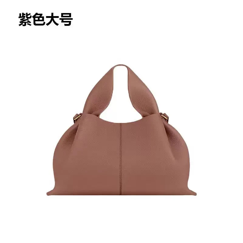 French Niche Design Leather Cloud Bag | Light Luxury Genuine Leather Handbag | Fashionable One-Shoulder Crossbody Hobo Bag for Women | Elegant Party & Casual Versatile Purse Luxegan