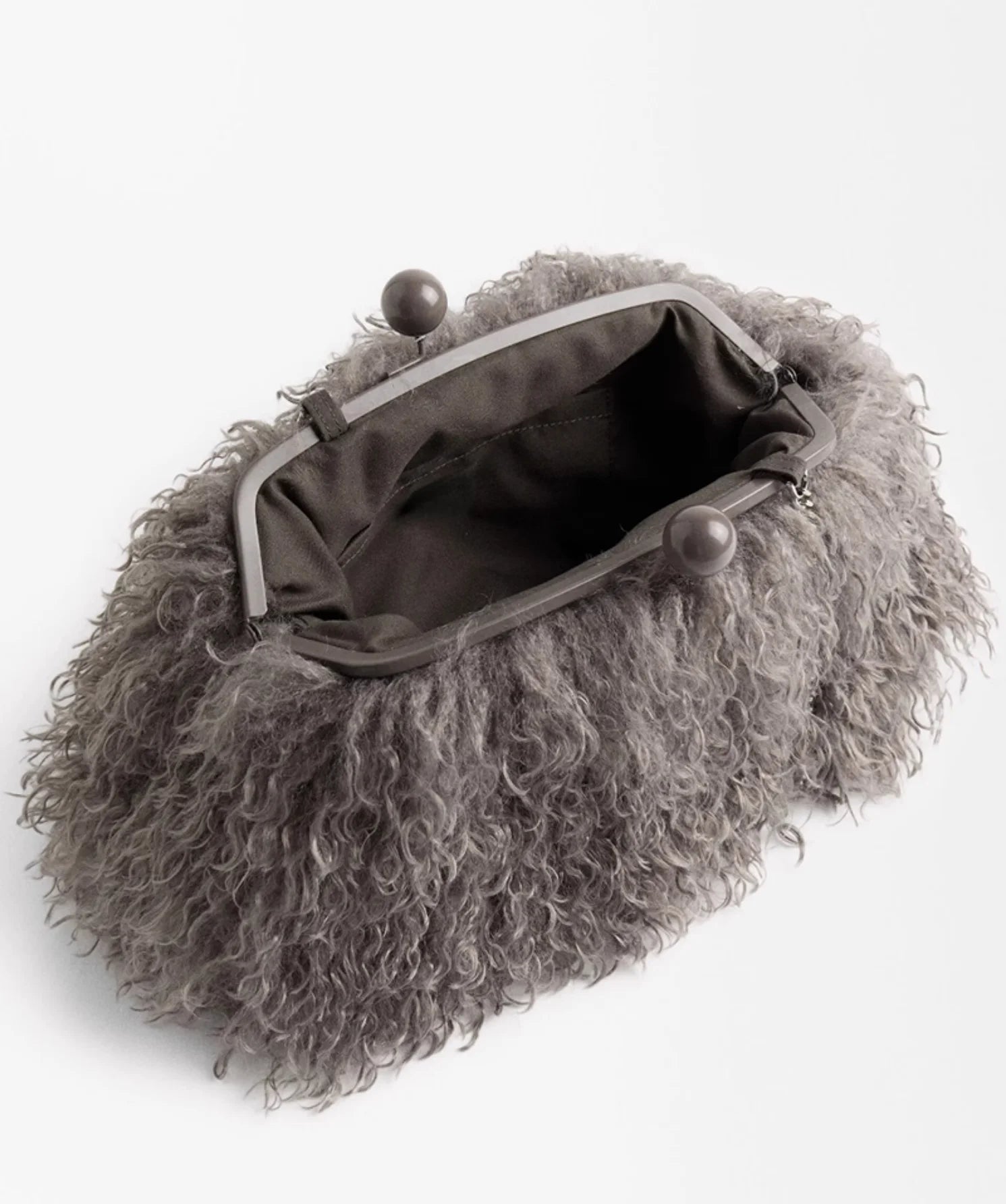 Faux Fur Winter Clutch Bag (Dark Grey) - view 4