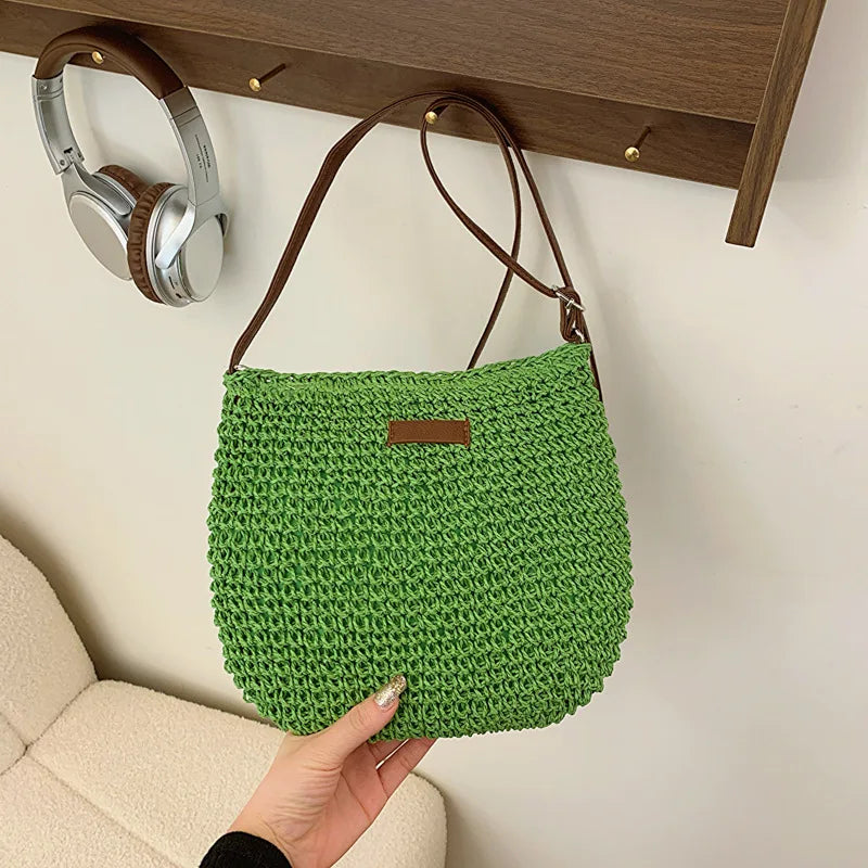 Summer Straw Saddle Bag | Handmade Woven Crossbody Purse Luxegan