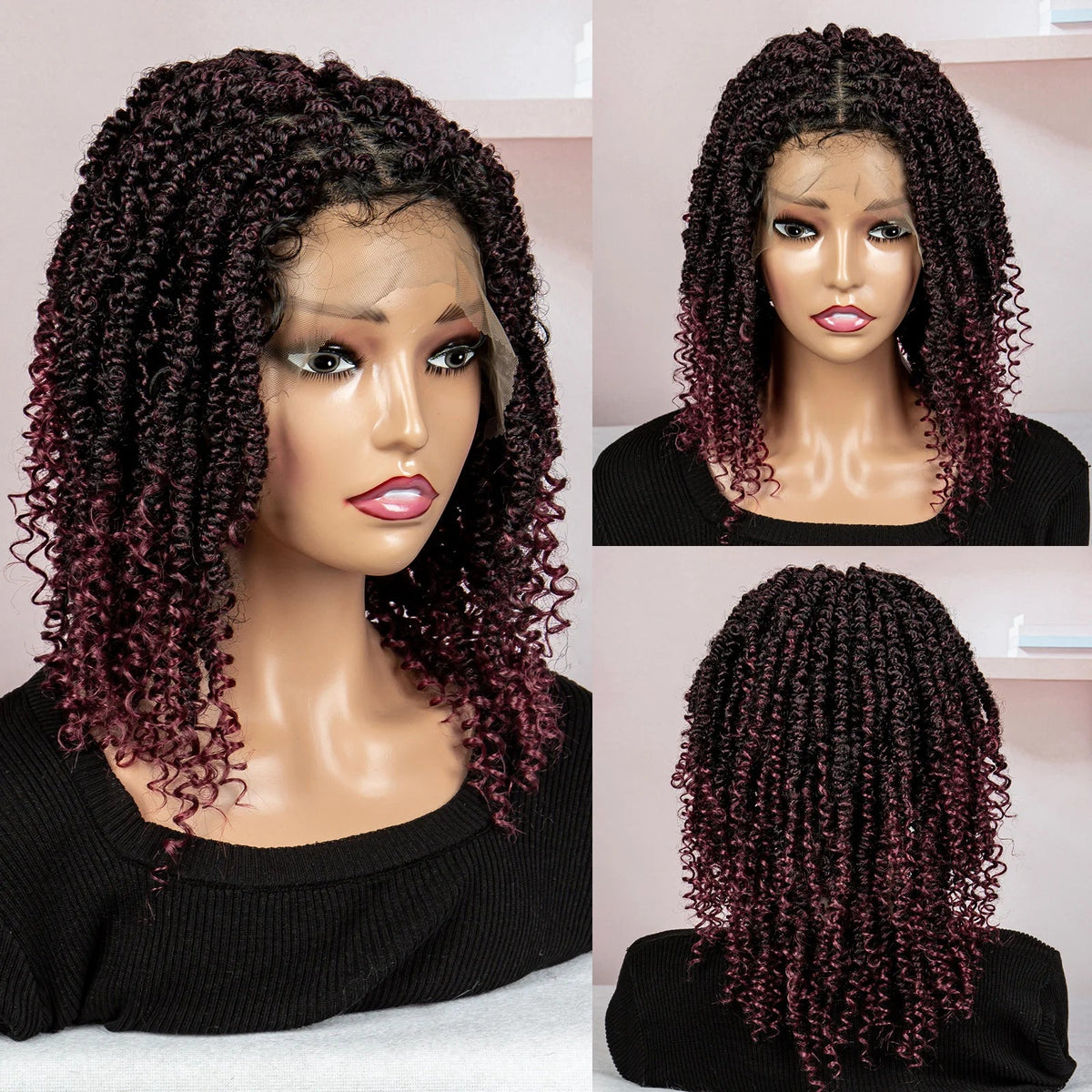 Dreadlocks Braided Wigs Lace Front Braided Wigs Short Box Braided Wigs for Women with Baby Hair Ombre Lace Braids Wigs Luxegan