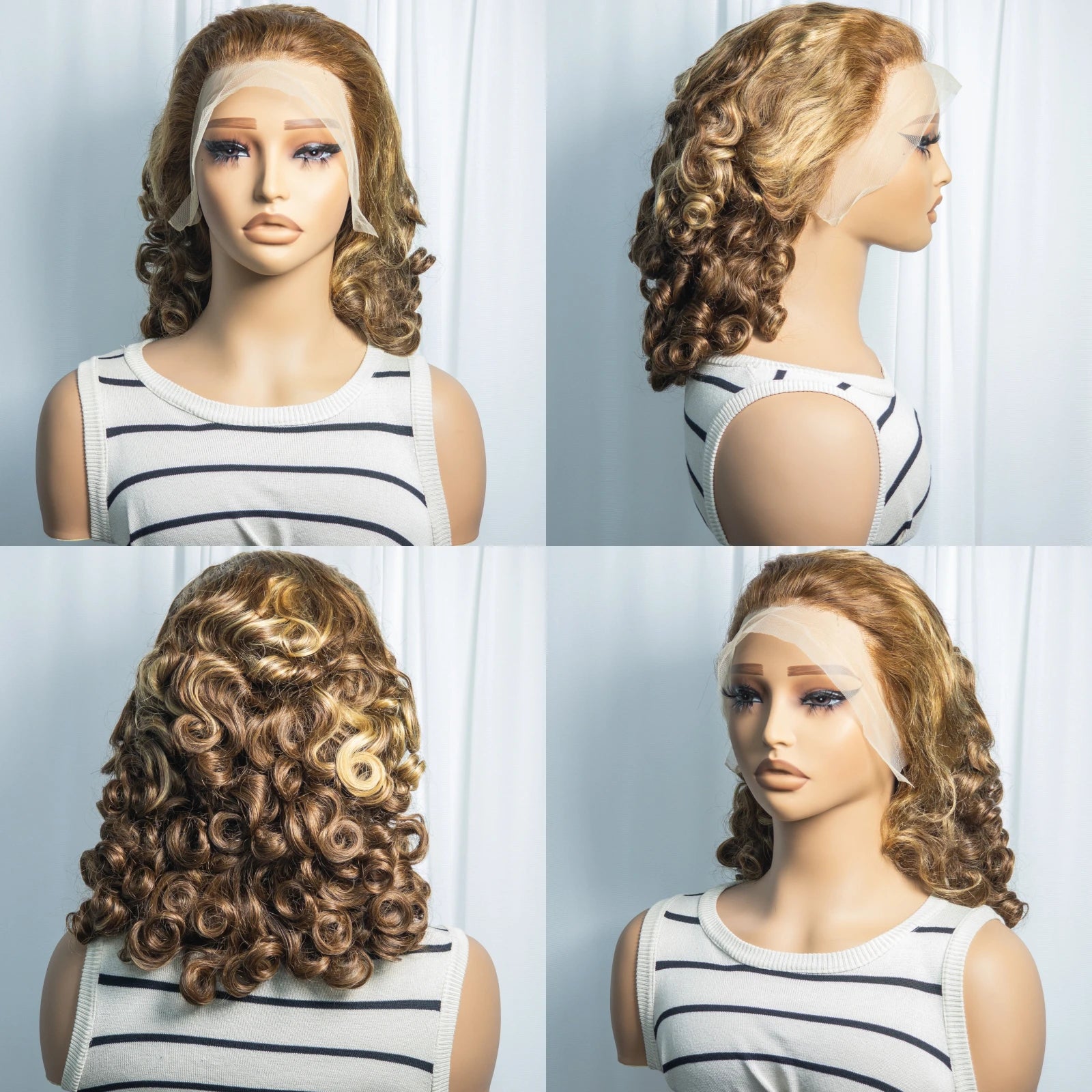 250% Density Bouncy Curly Burgundy Wig | Sophisticated 13x4 HD Transparent Lace Frontal | Elegant Double Drawn Brazilian Human Hair | "Dignified" 16-Inch Loose Wave Curly Remy Wig for Radiant Versatile Styling Luxegan