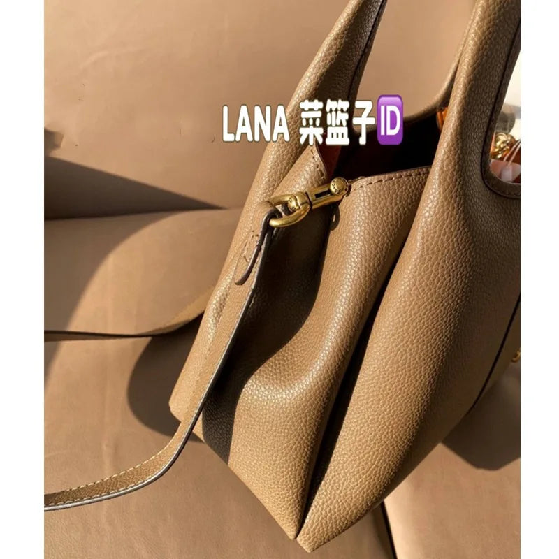 Women’s Lana23 Lychee Pattern Bucket Bag | Retro "Vegetable Basket" Portable Handbag | New Unisex Casual Tote & Shoulder Bag Luxegan