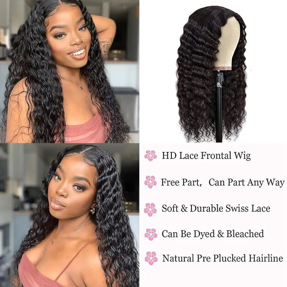40-Inch Curly Water Wave HD Lace Frontal Wig | Sophisticated 13x6 Transparent Lace | Elegant "Brazilian Remy" Ultra-Long Silhouette | "Dignified" Pre-Plucked Human Hair for Radiant Versatile Styling Luxegan