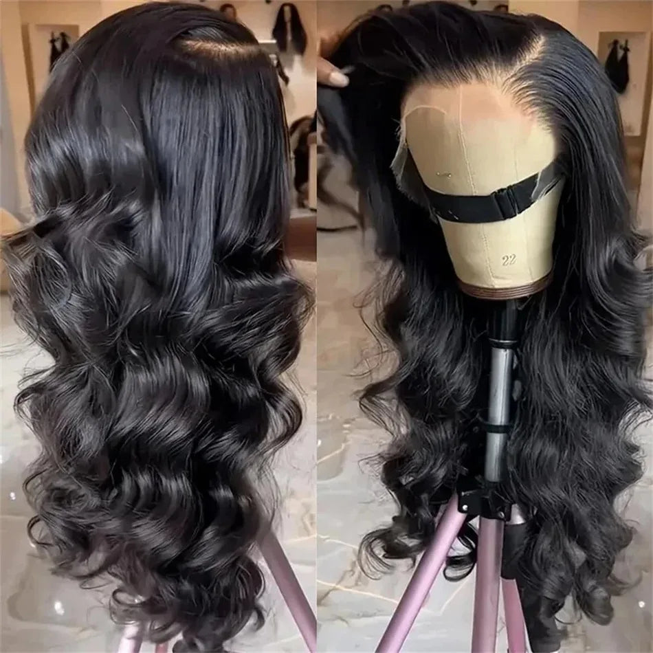 Black and Pink Highlight Body Wave Wig | Sophisticated 13x4 HD Transparent Lace Frontal | Elegant High-Temperature Fiber Glamour | "Dignified" 18–32 Inch Pre-Plucked Glueless Wig for Radiant Versatile Styling Luxegan