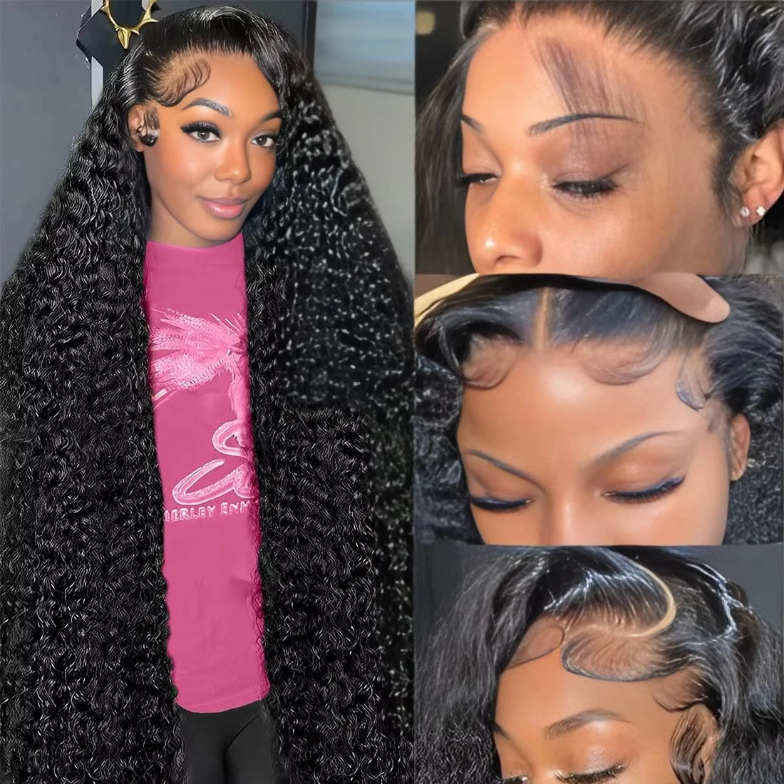 200% Density Deep Wave Curly HD Lace Frontal Wig | 13x6 Glueless Water Wave & 13x4 Pre-Plucked Human Hair Lace Front Wigs (30-40 Inch) Luxegan