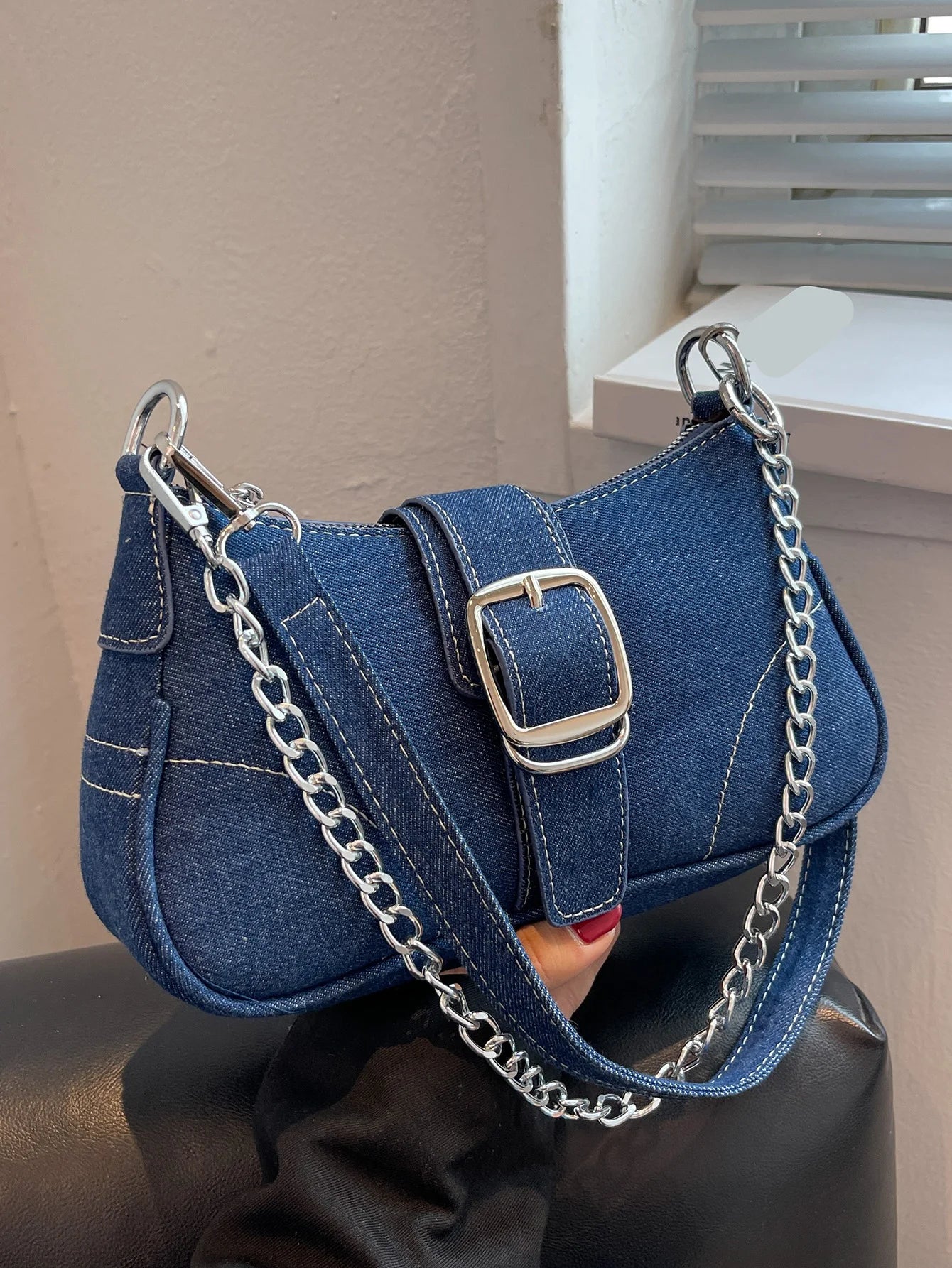 Denim Baguette Shoulder Bag | Casual Small Jeans Crossbody Canvas Bag Luxegan