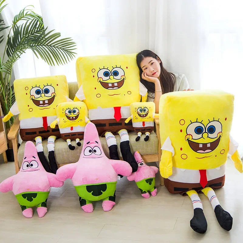 Big Size SpongeBob & Patrick Star Hug Pillow | Sophisticated "Cartoon Anime" Cushion Silhouette | Elegant Handmade Kawaii Room Decor | "Dignified" High-Performance Plush Soft Pillow for Radiant Versatile Styling Luxegan