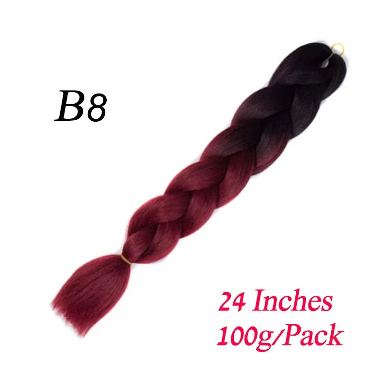 Lihui 24 Inch Pre-Stretched Synthetic Braiding Hair – Kanekalon Jumbo Braid | 100g | 100+ Ombre Colors