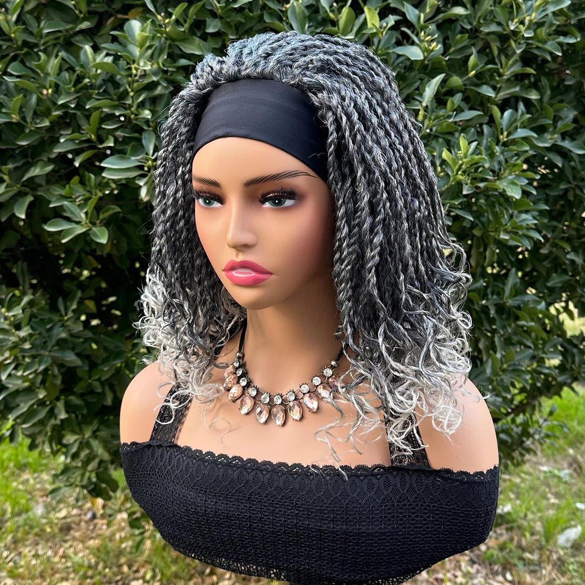Short Bob Synthetic Braided Headband Wigs For Black Women Box Braided Headband Bob Wig African Braiding Hair Headband Wig Luxegan