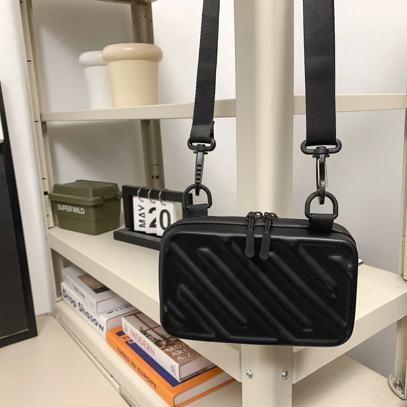 Diagonal Striped Box Bag | Unisex Messenger & Shoulder Bag Luxegan