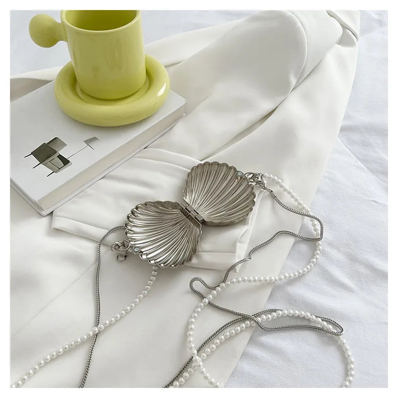 New Summer Lipstick Bags for Women Fashion Pearl Mini Purse Crossbody Bag | High Quality Gold Shell Bag Designer Shoulder Bag Luxegan