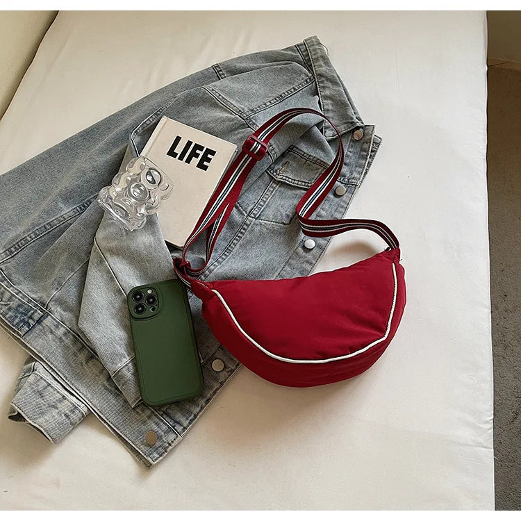 Nylon Solid Hobo Bag | Soft Lightweight Large Capacity Shoulder & Crossbody Bag Luxegan