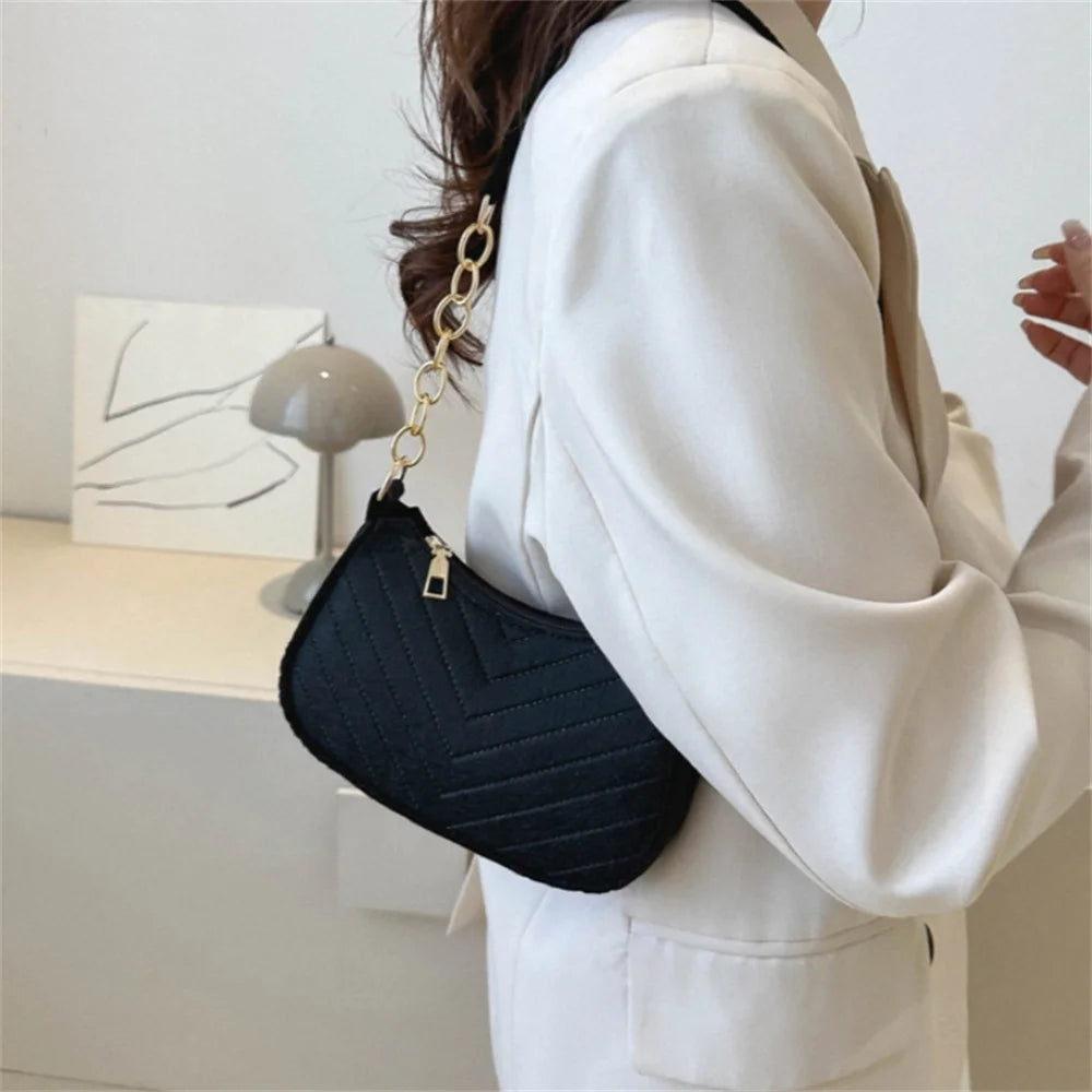 Nylon Mini Box Bag | Soft Felt Texture Solid Underarm Shoulder Bag Luxegan