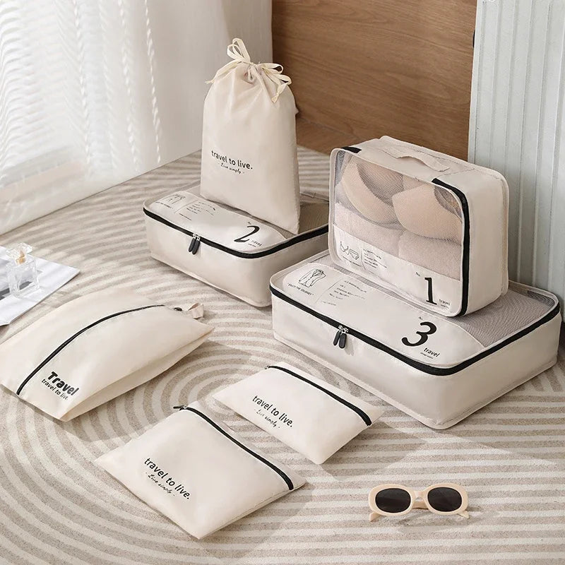 7-Piece Travel Storage Bag Set | Large Capacity Suitcase Organizer Luxegan