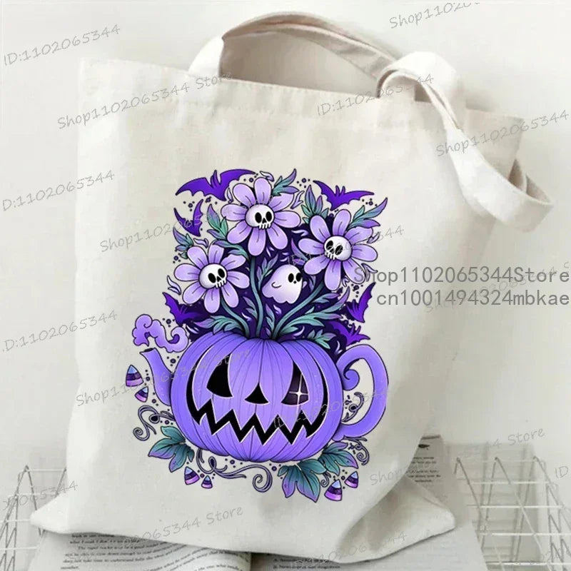 Fashion Canvas Tote Bag Oil Painting Wildflowers Print Lady Shoulder Shopping Bag | Plant Style Daisy Vintage Flower Women Handbag Luxegan