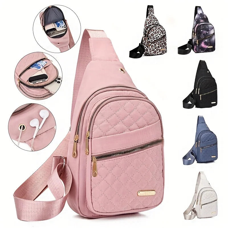 Lightweight & Comfortable Quilted Crossbody Chest Bag | Women's Sling Shoulder Purse Luxegan