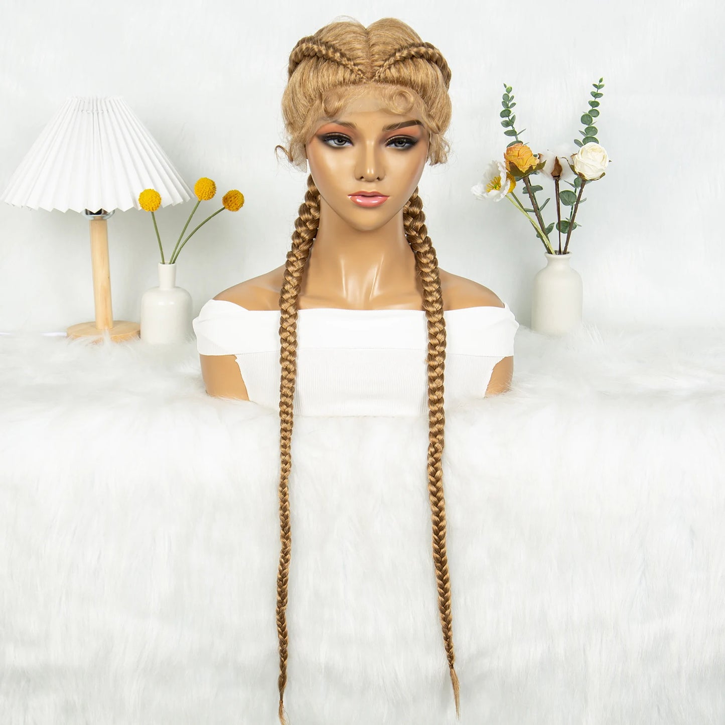KIMA 32" Cornrow Boxer Braids Lace Front Wig | Twins Dutch Braids with Baby Hair Luxegan