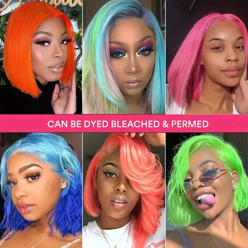 613 Blonde Straight Short Bob Wig - 13x4 & 4x4 Transparent Lace Frontal Human Hair Wig - 150% Density Pre-Plucked Honey Blonde Brazilian Remy Wig for Women (8-16 Inch) Luxegan