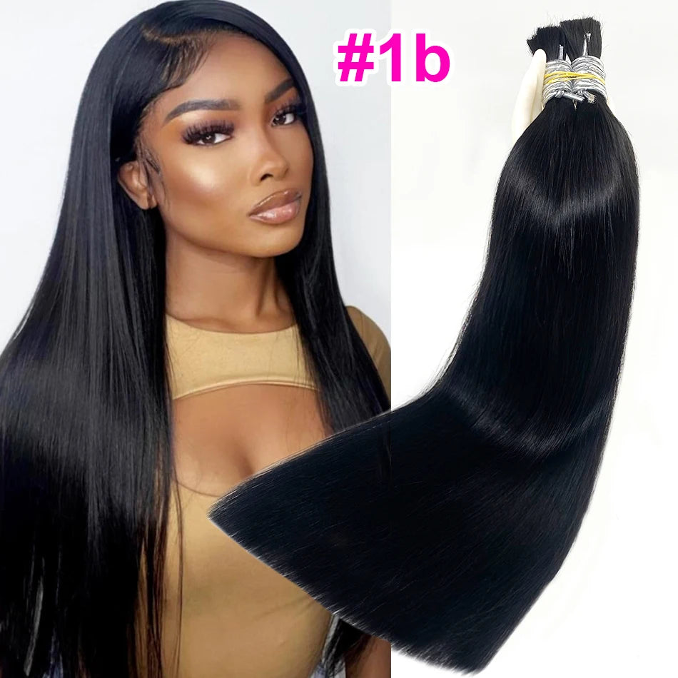 Straight Human Hair for Braiding | No-Weft Bulk Extensions | 18–30 Inches
