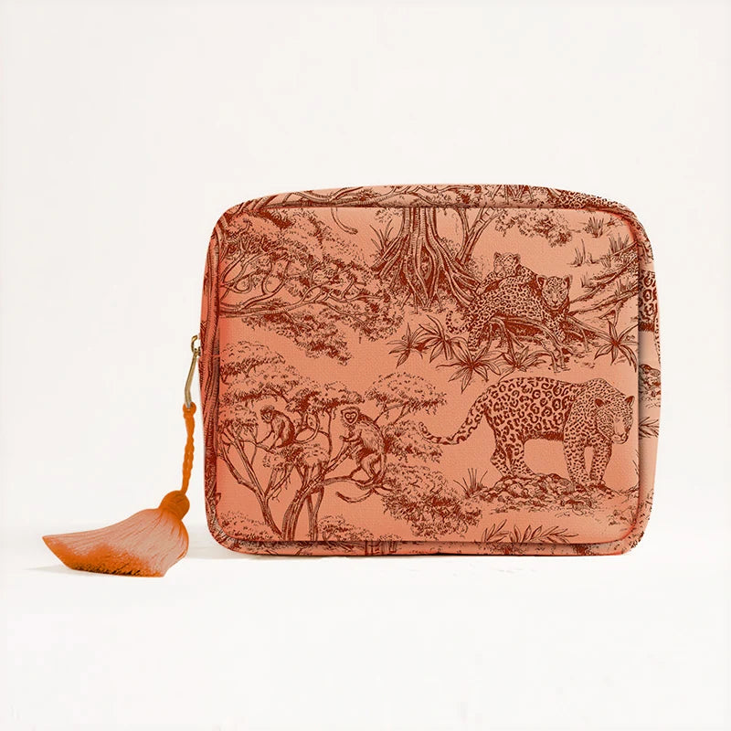 Custom Canvas Print Ladies' Cosmetic Bag | Portable Travel Makeup Storage Pouch | Daily Use Large Capacity Canvas Clutch for Women Luxegan