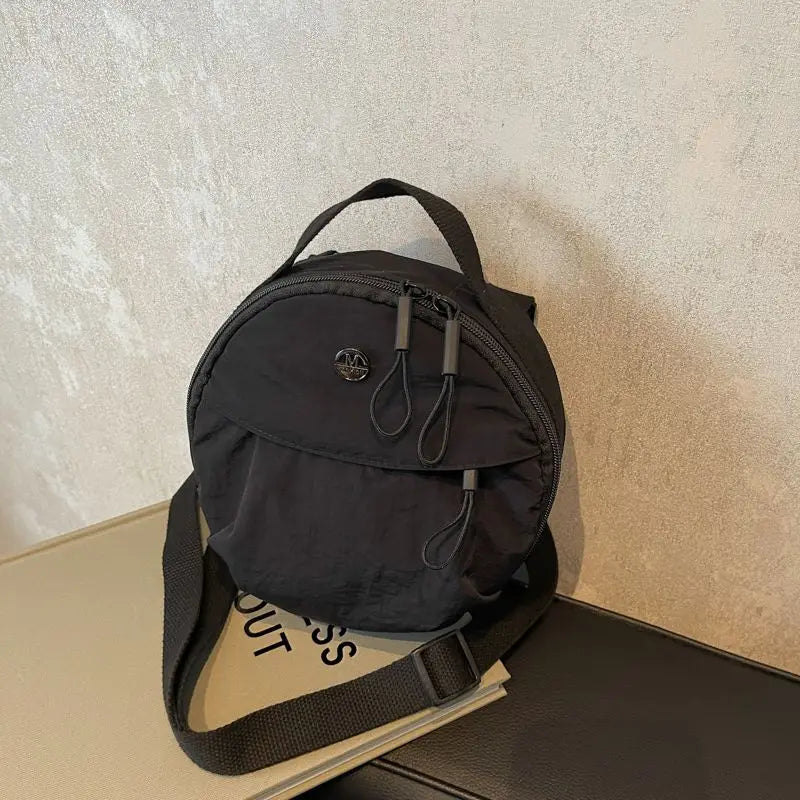 Cute Korean Style Nylon Shoulder Bag | Small Round Bag, Mini Crossbody Bag & Mobile Phone Storage Purse Luxegan