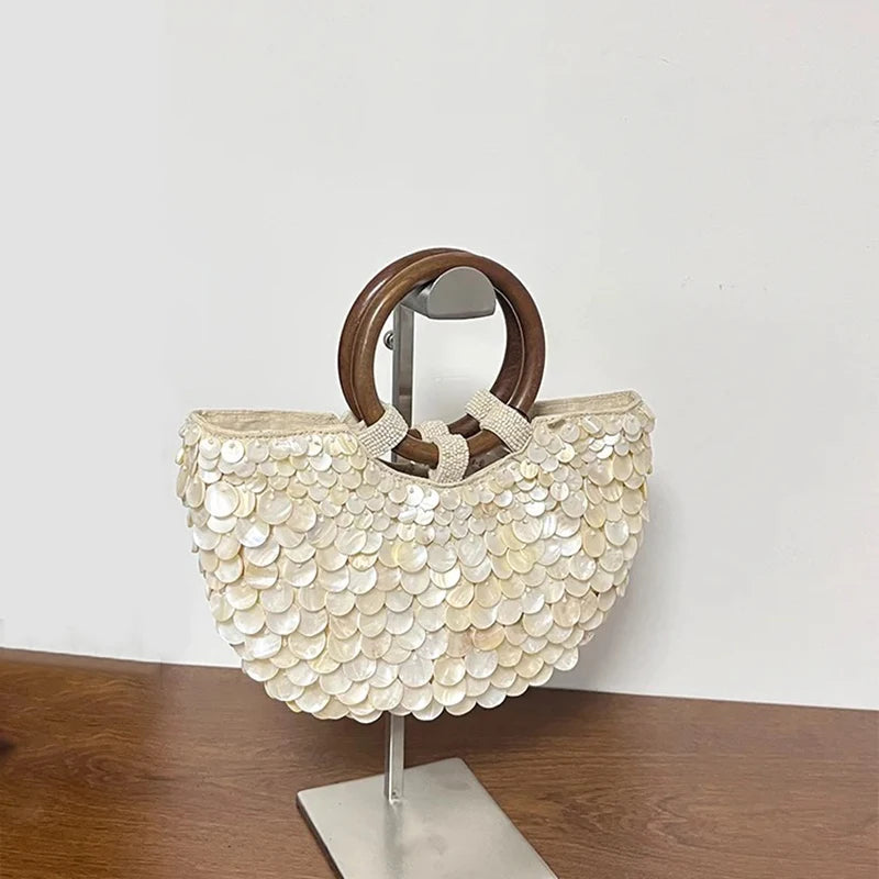 Pure Handmade Natural Shell Bag | New Niche Design Summer Vacation Beach Bag & French Heavy Industry Fashion Ladies Handbag Luxegan
