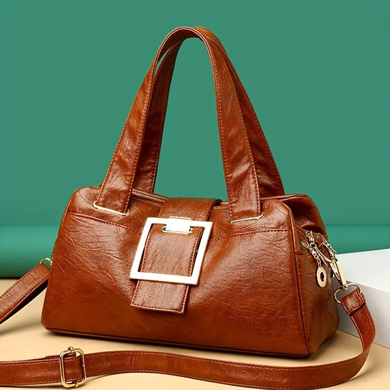 Women Multi-layers Top-handle Bag | Quality Leather Handbags Purses Female Luxury Designer Large Capacity Boston Ladies Sac A Main Luxegan