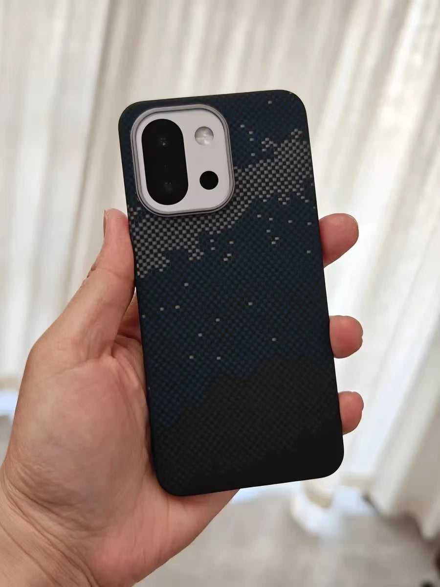 Para funda de teléfono OnePlus 15 de fibra de aramida Kevlar, carcasa dura de fibra de carbono ultradelgada y ligera, cubierta protectora magnética para negocios