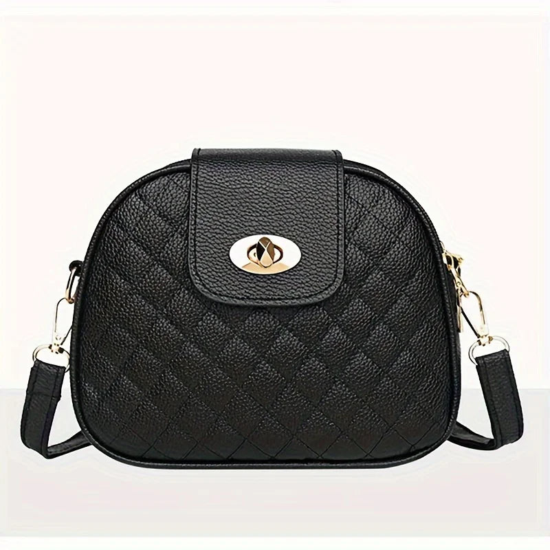 Small Quilted Crossbody Bag | Stylish PU Leather Shoulder Purse with Vintage Round Shape Luxegan