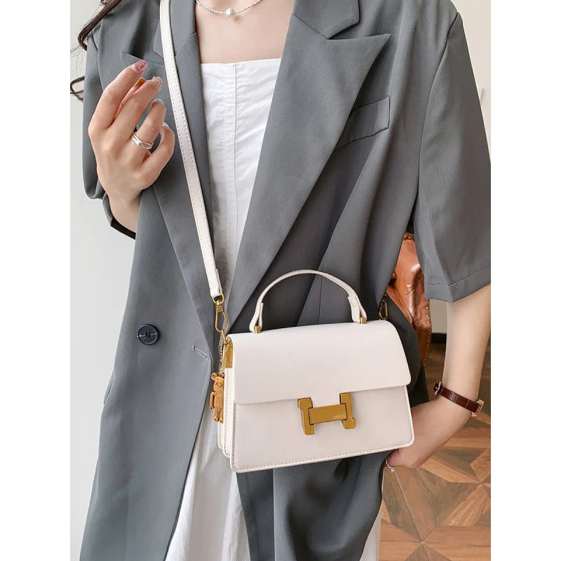 New Fashion Korean Style Small Square Bag | Textured Versatile Shoulder Crossbody Handbag for Women (Solid Color) Luxegan