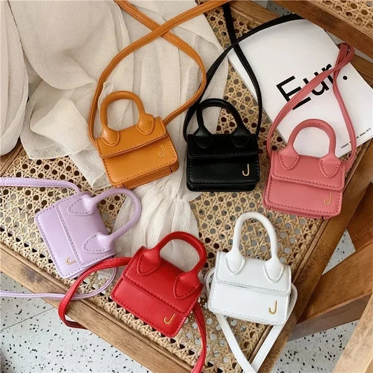 Kids Mini PU Leather Crossbody Bag | Cute Fashion Purse for Little Girls | Small Toddler Coin Pouch & Handbag | Trendy Square Casual Tote for Children Luxegan