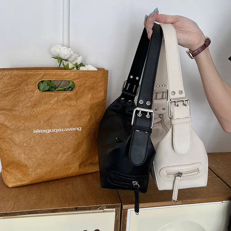 Y2K Style Shoulder Bag | Trendy Motorcycle Handbag & Minimalist Shoulder Purse Luxegan