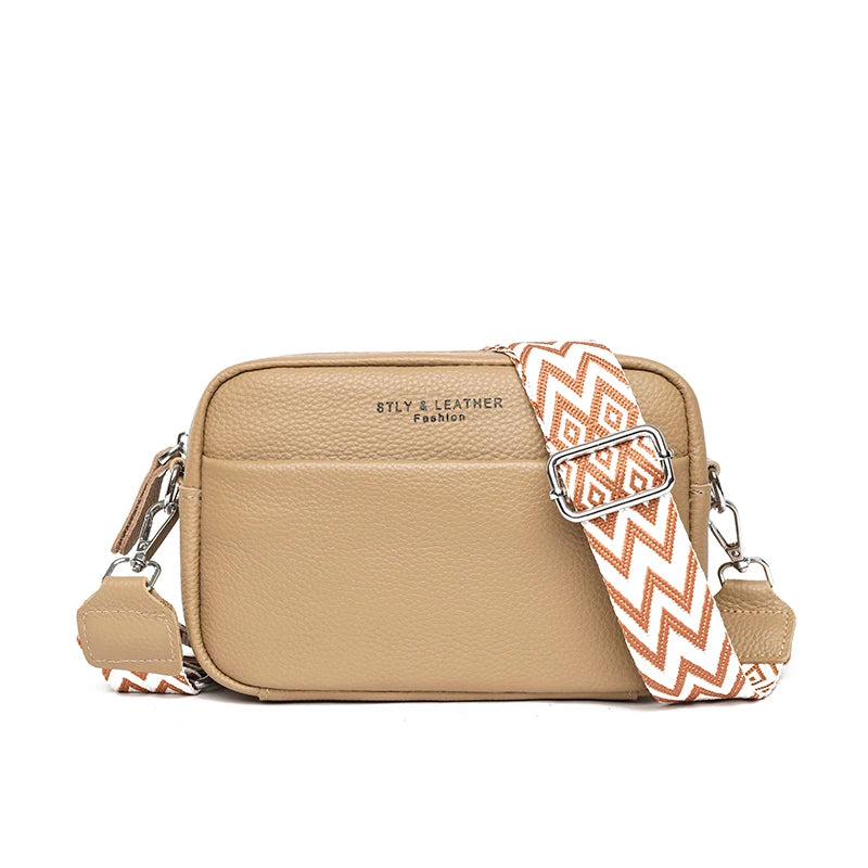 High Quality Genuine Leather Women's Crossbody & Shoulder Bag | Luxury Solid Color Cow Leather Handbag (Female Messenger Tote Sac) Luxegan