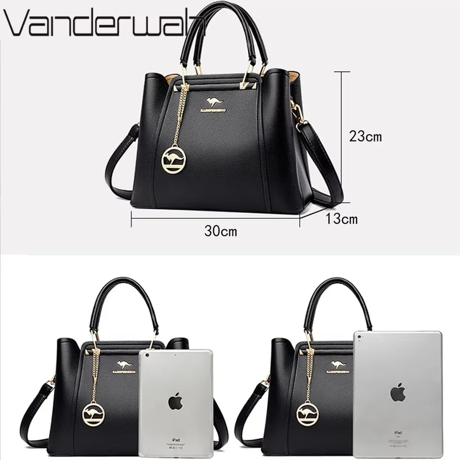 Genuine Soft PU Leather Handbags for Women | Vintage Shoulder Tote Bag & Large Capacity Purse