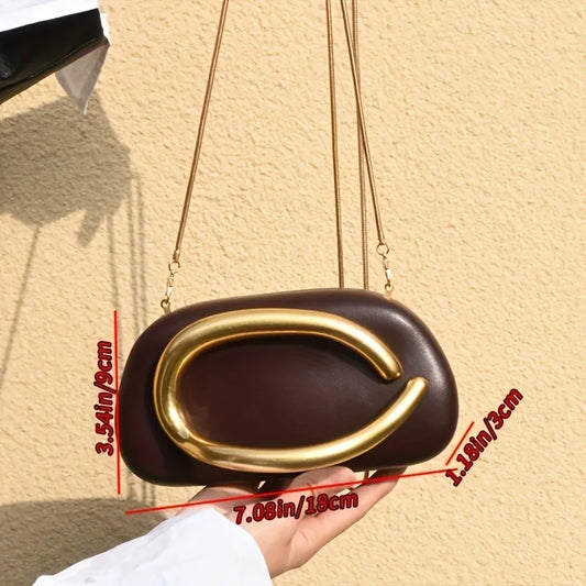 Gold Metal Closure Box Clutch Bag Women Evening Wedding Party Cute Purse Bag Handbag Dark Red Beige 2025 Spring New Fashion Chic