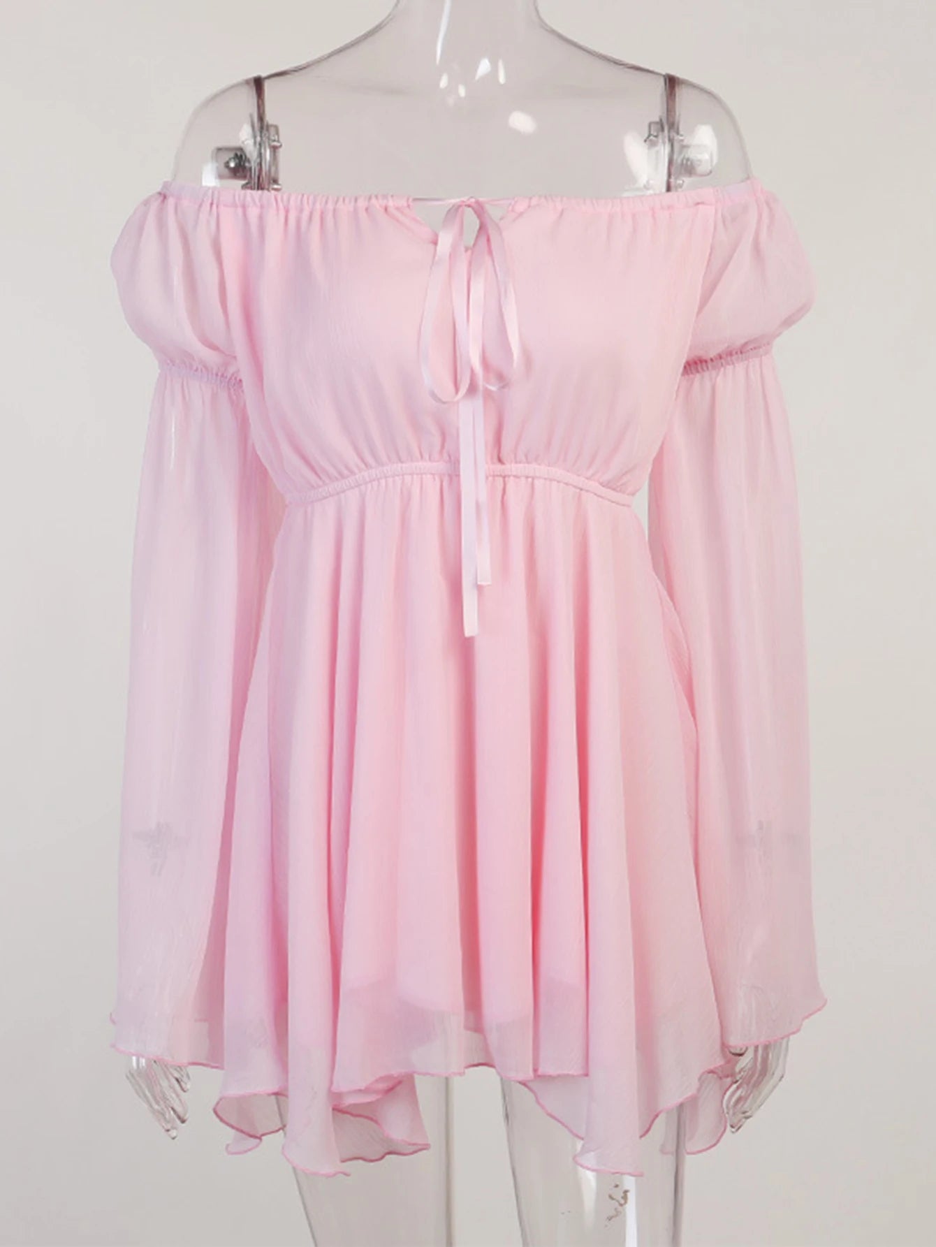 Off-Shoulder Backless Mini Dress | Chiffon A-Line Party & Prom Evening Dress Luxegan