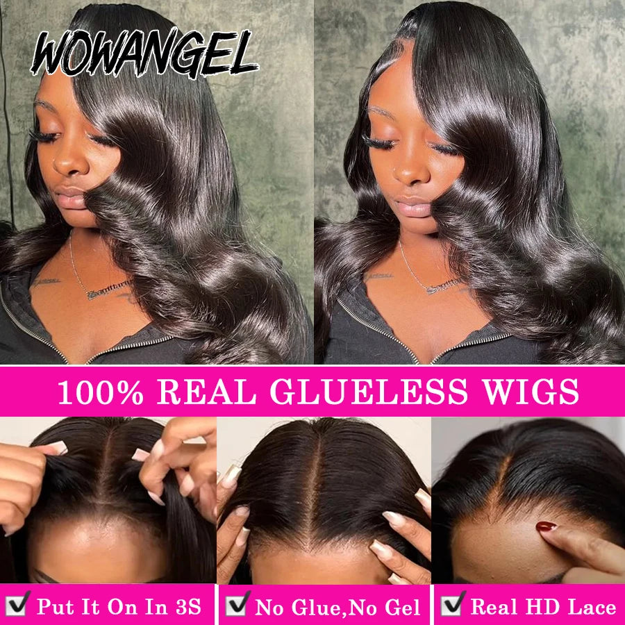 Wow Angel 13x6 HD Lace Front Wigs 250% Remy Hair Body Wave Human Hair Wigs HD Lace Wigs Pre Plucked Wear To Go Wigs for Women