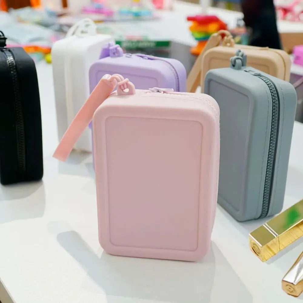 Morandi Color Silicone Cosmetic Bag | Rectangle Large Capacity Multifunction Storage Pouch | Solid Color Zipper Coin Purse Luxegan