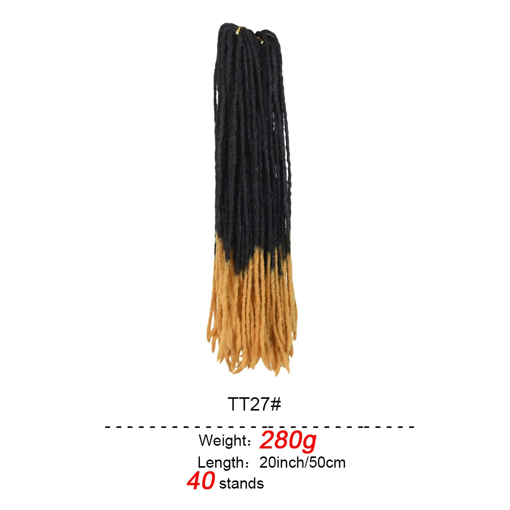 20-Inch Ombre Soft Dreadlocks Crochet Hair | Straight Synthetic Faux Locs for Black Women (Kanekalon Fiber) Luxegan