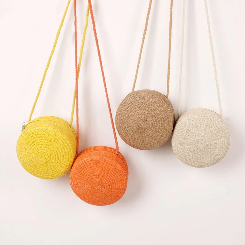 Round Straw Bag | Women's Woven Beach Crossbody Bag & Handmade Knitted Small Handbag Luxegan