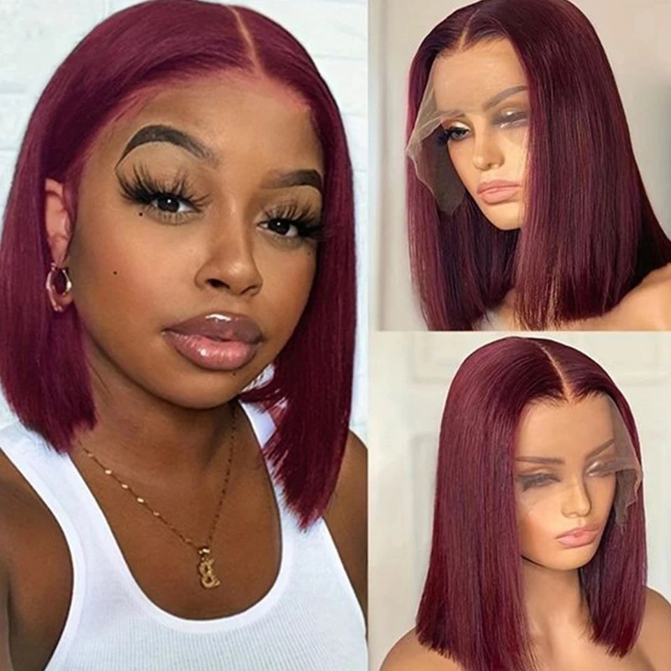 Ombre Orange Blonde Bob Wig | Straight Human Hair Lace Front Luxegan