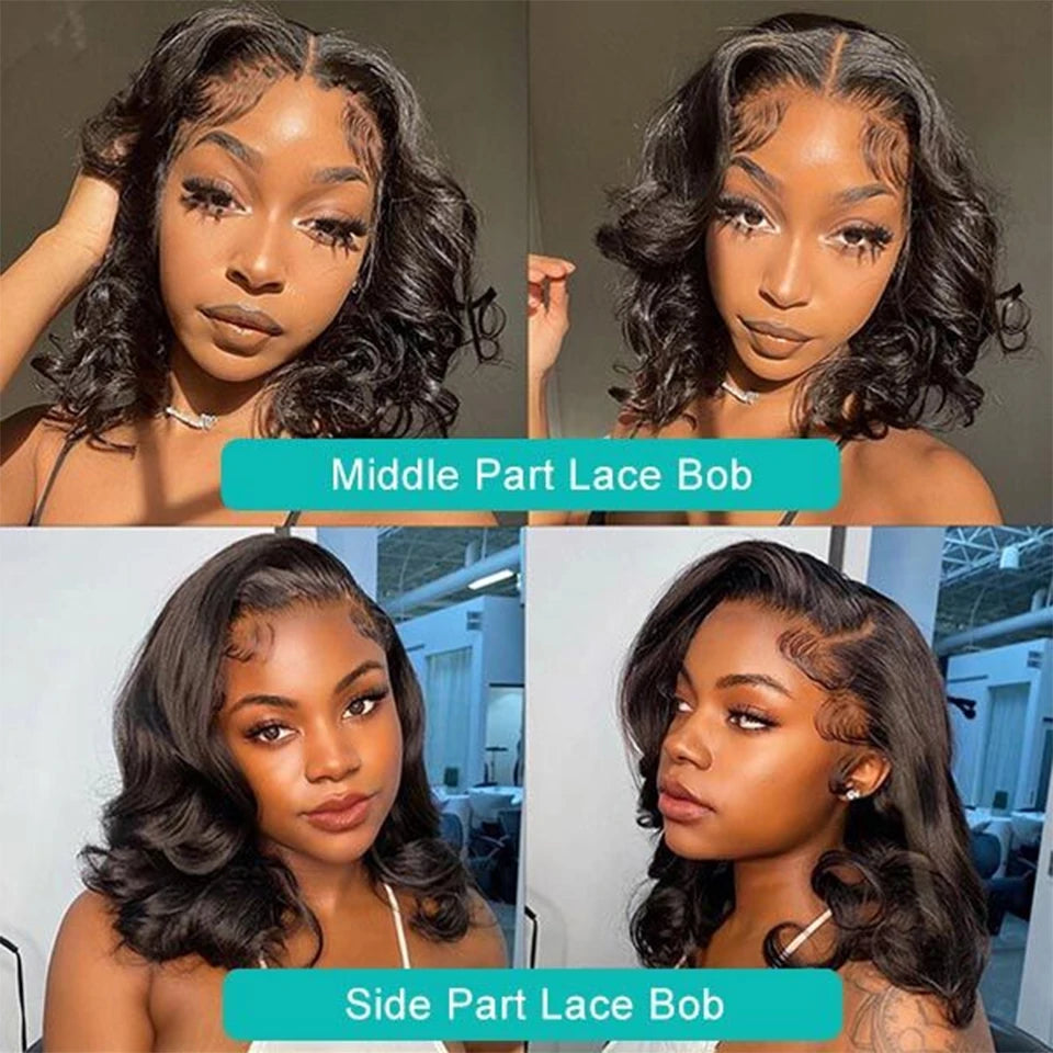 Pre-Styled Body Wave Short Bob | Sophisticated 13x4 HD Transparent Lace Frontal | Elegant "Wear and Go" Brazilian Human Hair | "Dignified" Pre-Cut & Pre-Plucked Remy Wig for Effortless Daily Glamour Luxegan