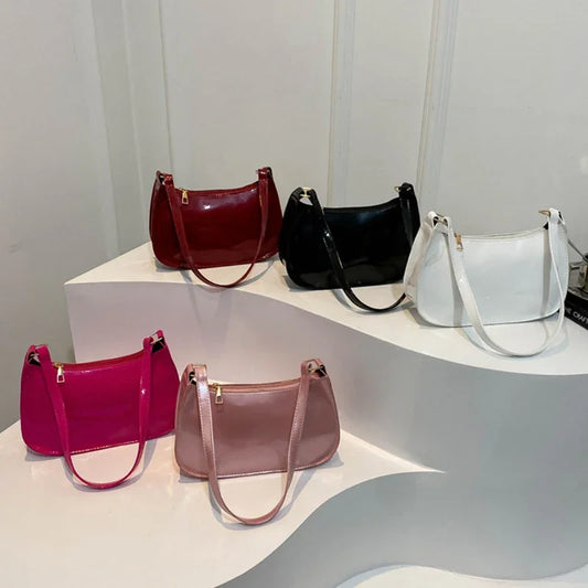 Vintage Patent Leather Shoulder Bag | Fashion Designer Hobos & Underarm Bag Luxegan